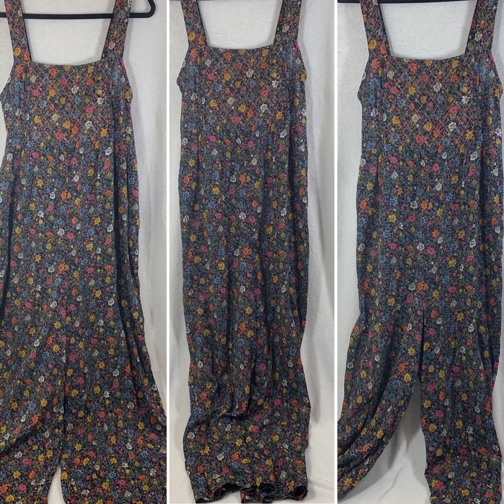 Anthropologie Floral Jumpsuit Wide Leg M Cottage